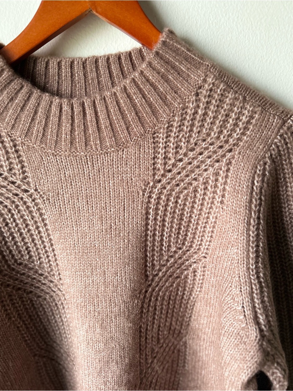 LOFT Outlet Petite Brown Cable Knit Mock Neck Sweater LP - Picture 7 of 9